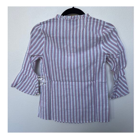 ModCloth Professional Pizzaz Striped Bell Sleeve Button Up Blouse Top XXS NWT - Picture 6 of 11